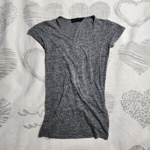 Diesel Black Gold Gray Ruched‎ V-Neck Short Sleeve Top Sz XS - Discontinued